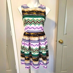 Bottega Veneta Multicolored Abstract Fit/Flare Dress(S)